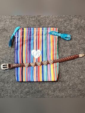 Brighton Brown Braided Leather Heart Bracelet